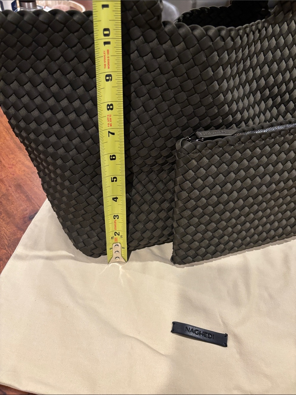 Naghedi Charcoal Woven Tote with Coordinating Pouch - Picture 4 of 10